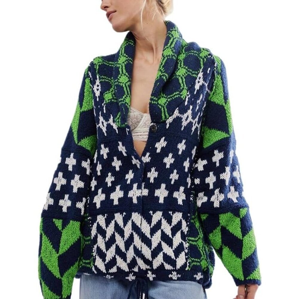 Women's Acrylic Fall Cardigan Sweater Long Sleeve V-Neck Casual Outwear